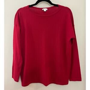 J. Jill Classic Capsule 100% Merino Wool‎ Holiday Christmas Red Boxy Sweater M/L